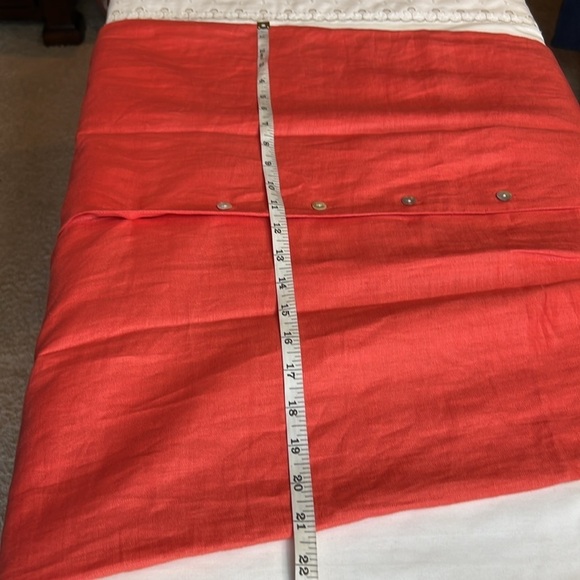 Long maxi, 100% linen, orange, pearl button sheath dress SZ L - Picture 10 of 10